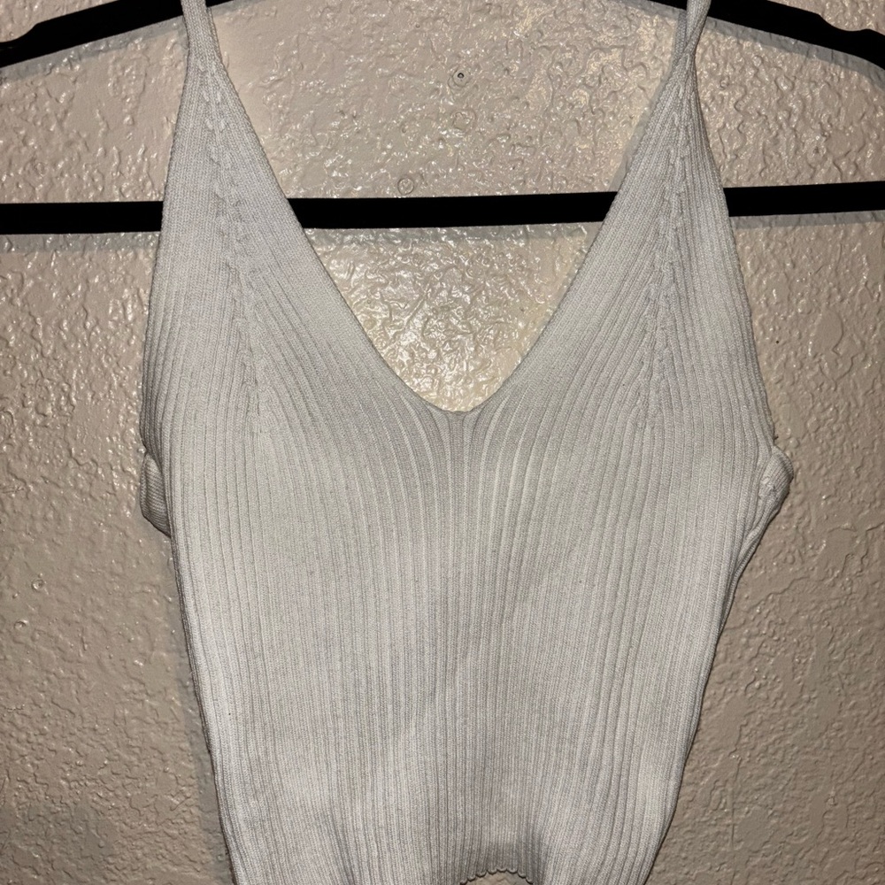Elegant White Ribbed Knit Top